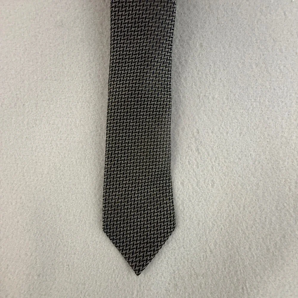 Ermenegildo Zegna Mens Silk Tie Navy Blue Brown Geometric Made in‎ Italy Luxury